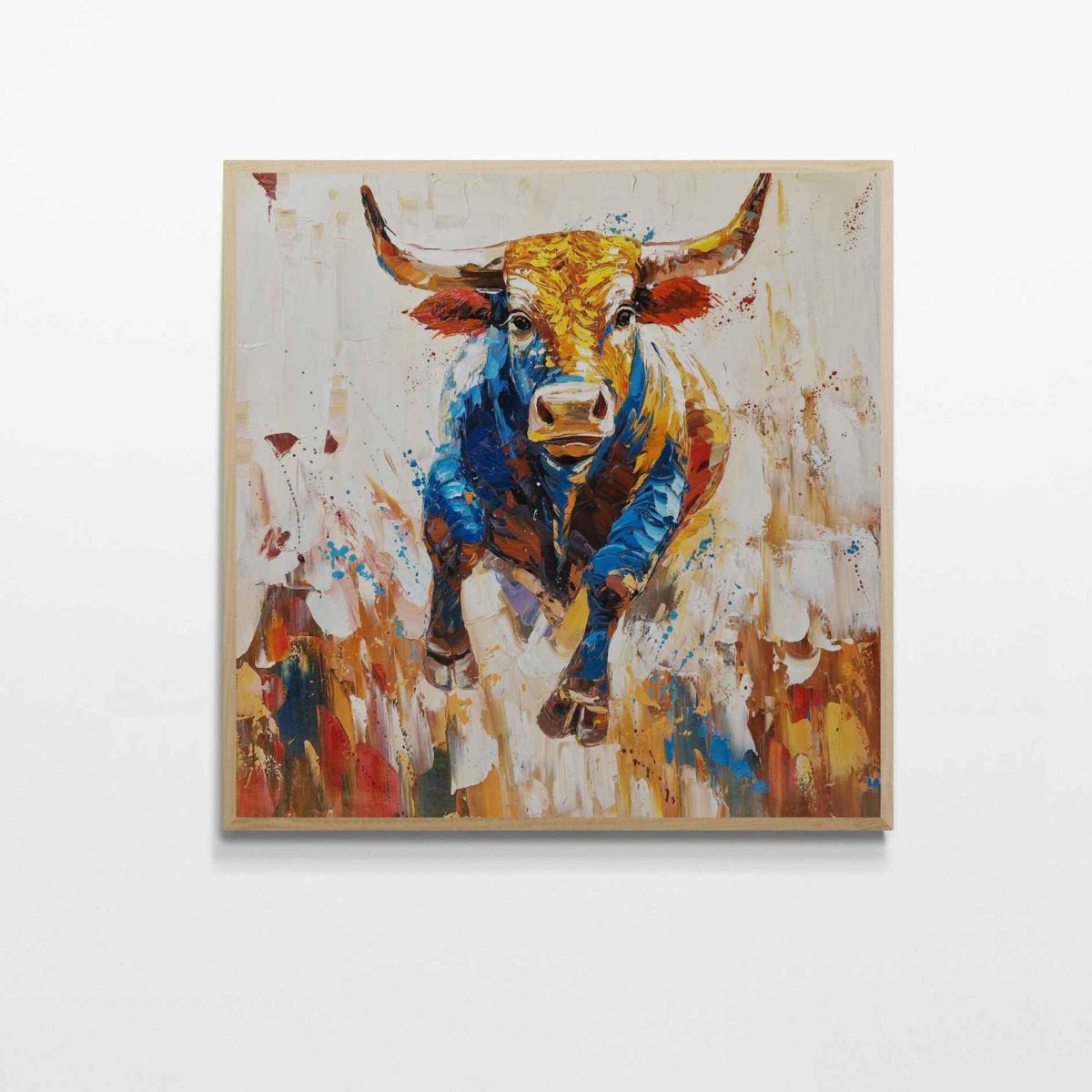 Pintura Toro Multicolor al Óleo 100x100 cm - Imagen 3