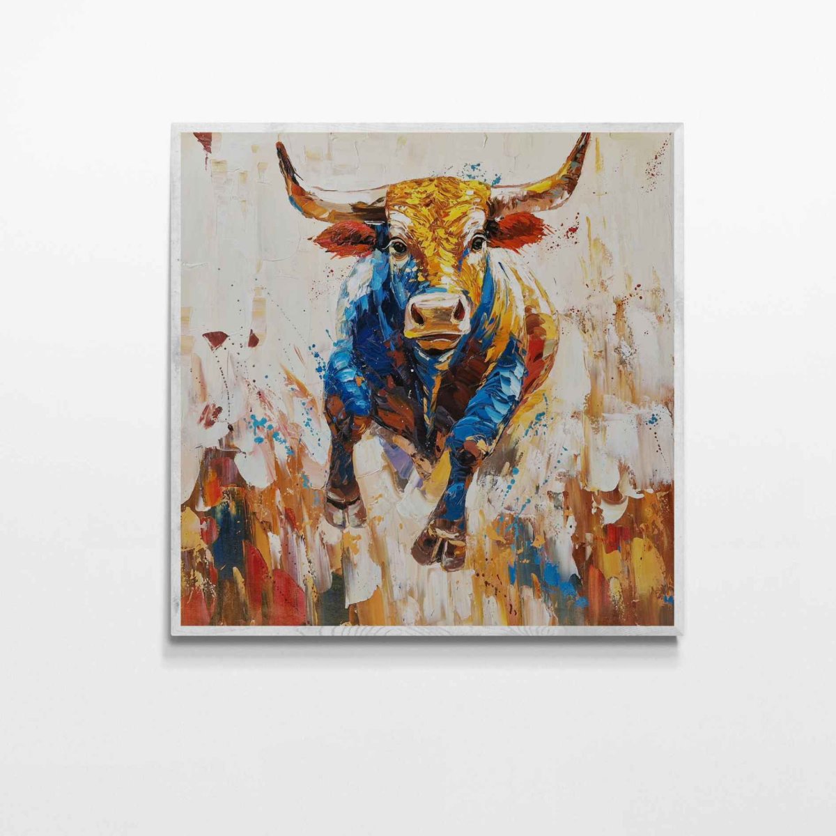 Pintura Toro Multicolor al Óleo 100x100 cm - Imagen 4