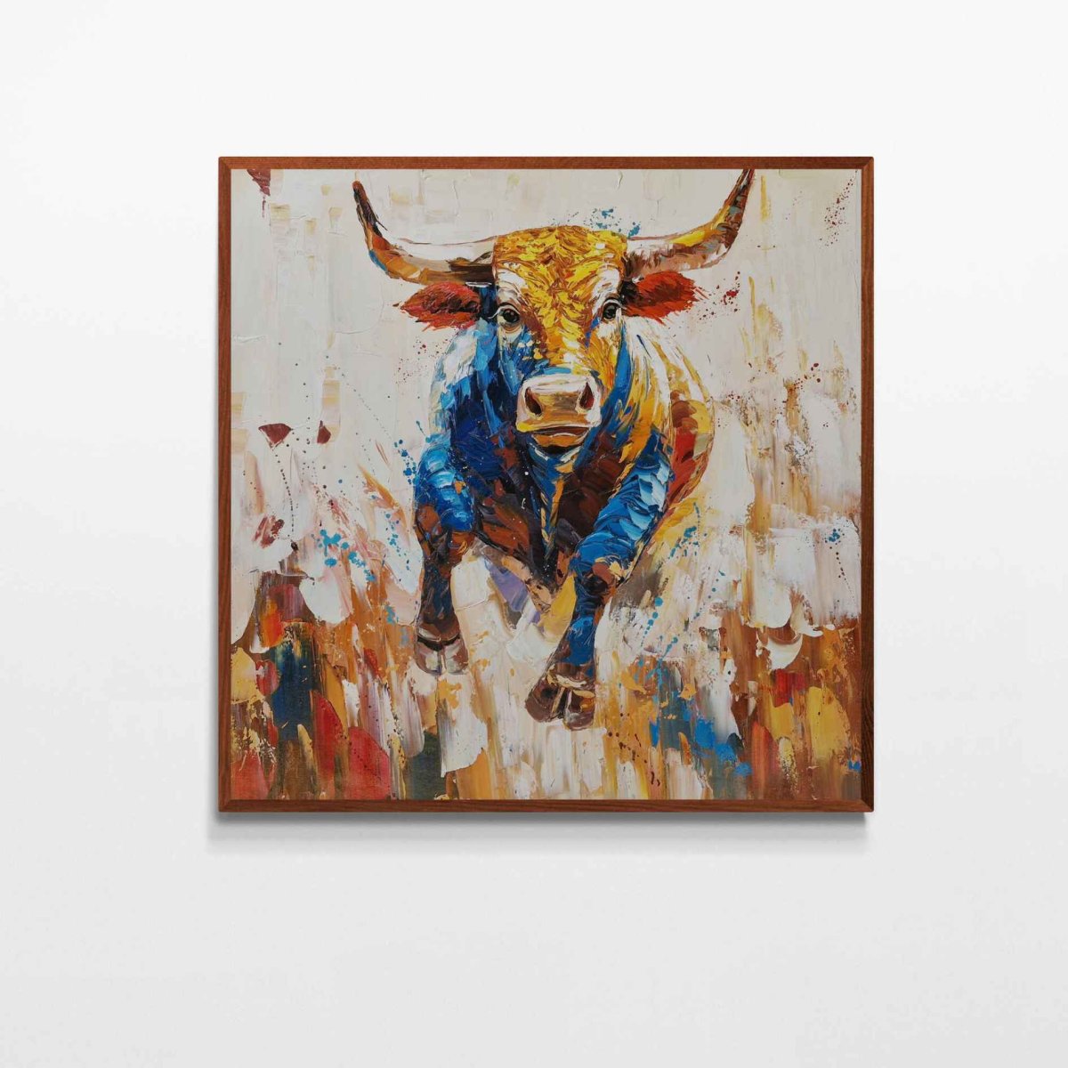 Pintura Toro Multicolor al Óleo 100x100 cm - Imagen 5