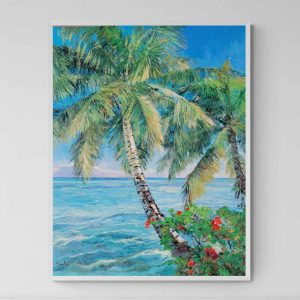 Pintura La Palmera en la Playa 81x102 cm