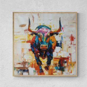 Pintura óleo toro valentía y humildad 90x90 cm