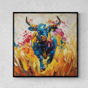 Pintura óleo bravura y nobleza 90x90 cm