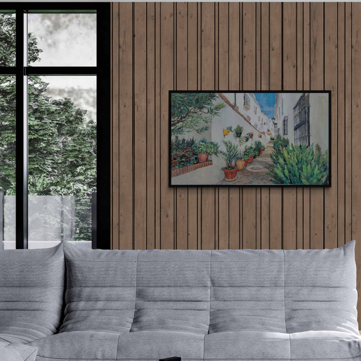 Pintura La Calle de Las Flores 27x120 cm - Imagen 3