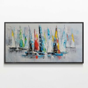 Pintura Barcos Vela Colores 120x60cm