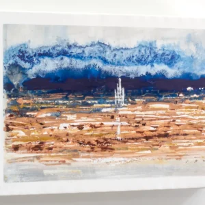 Tapa de Contador Pintada a Mano, 100% Original, Paisaje moderno, Incluye Tornillos y Tacos. Medidas: Interior 37x22x4cm Exterior 41x26x6cm