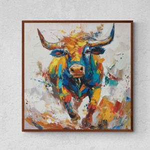 Pintura Óleo Toro Mirada Ardiente 90x90 cm