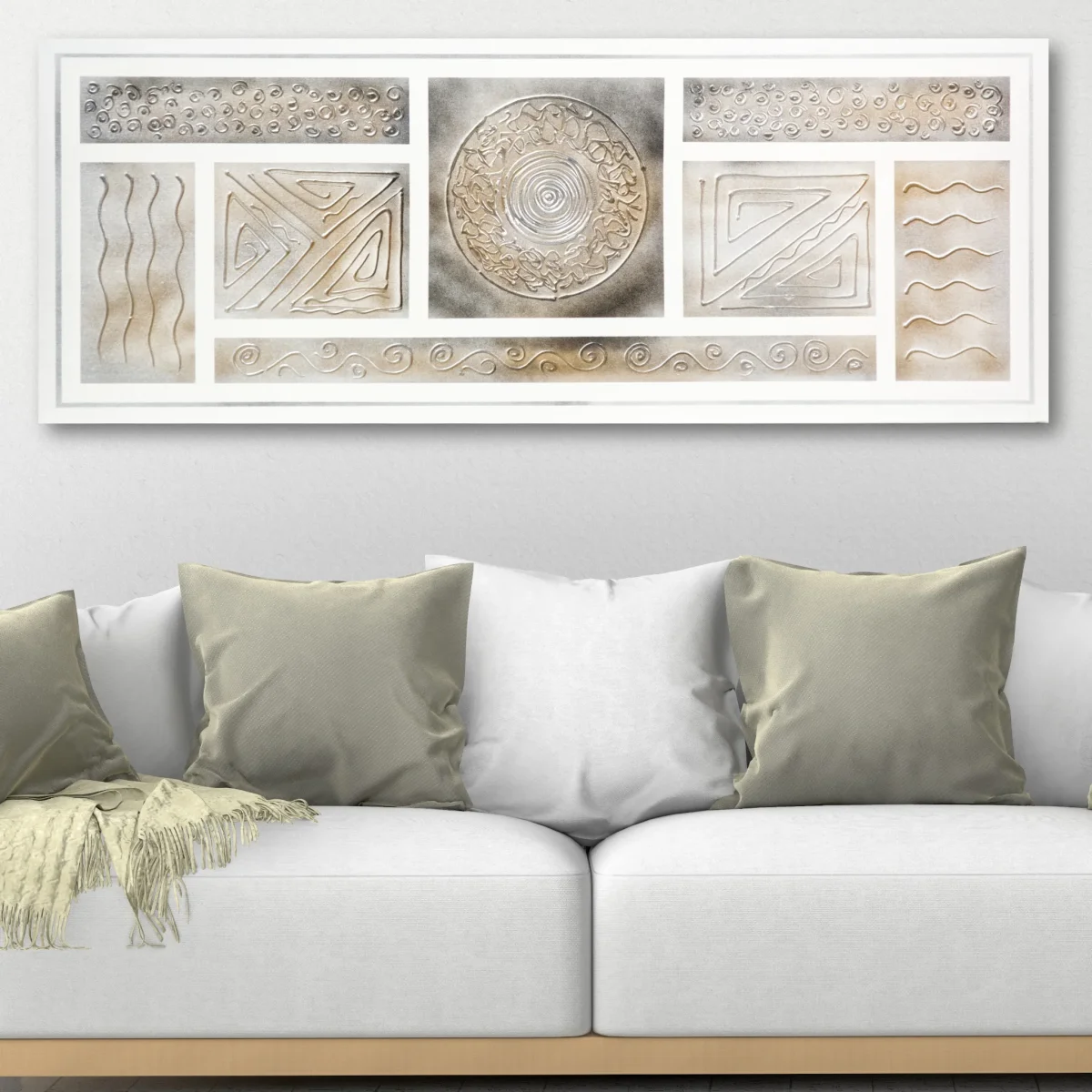 CUADRO PINTADO "COMPOSICIÓN MARRÓN Nº3" 130X50CM - Imagen 4