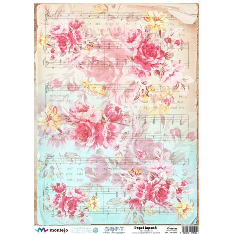 Papel De Arroz Japones Soft Fondo Rosas Montejo - Imagen 2