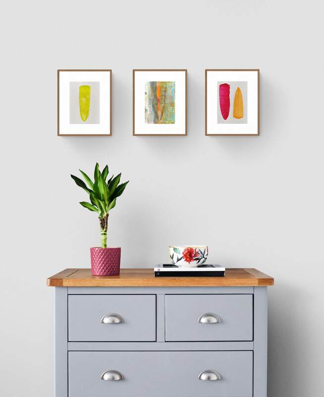Conjunto de 3 obras abstractas mini